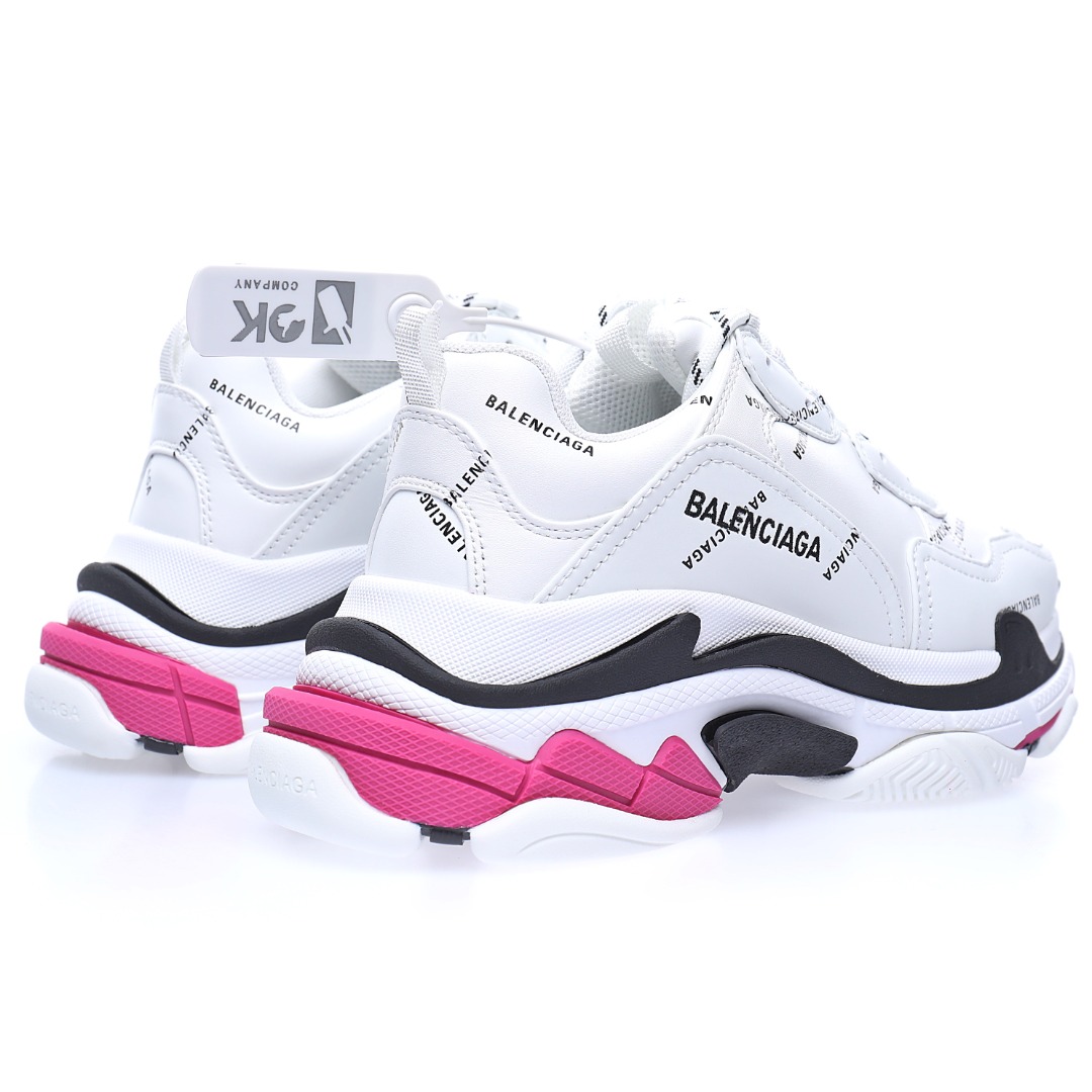 Balenciaga Triple S Clear Sole Sneaker"White/Pink/Black LOGO"