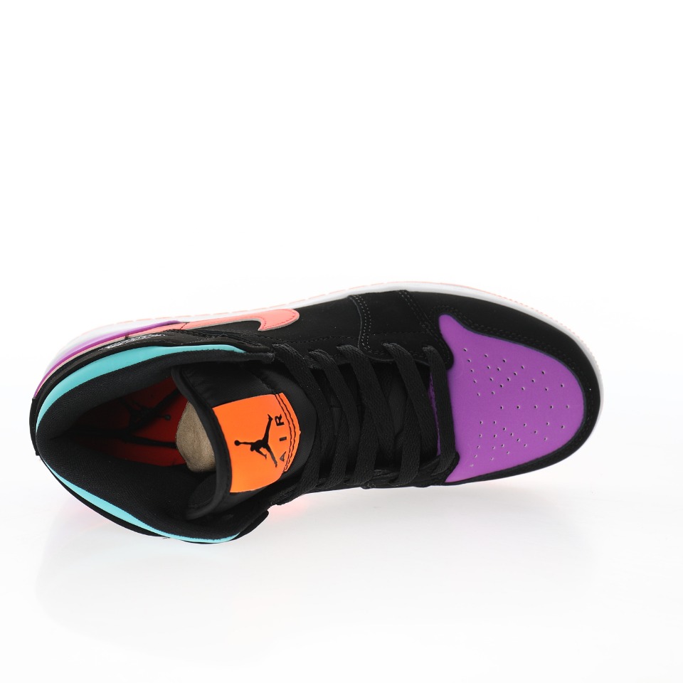 Air Jordan 1 Mid SE GS "Black Orange Purple Multi-Color"