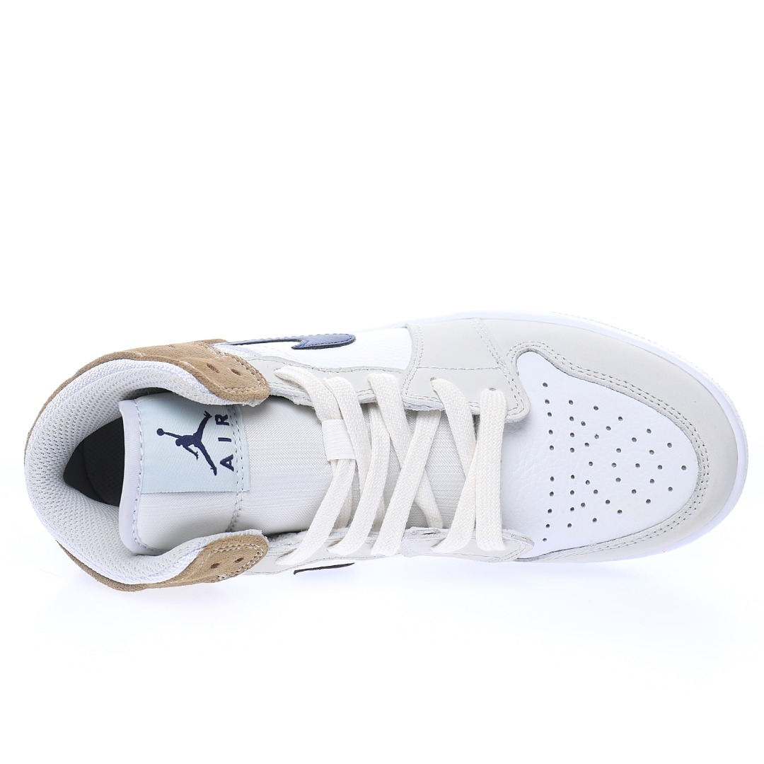 Nike Air Jordan 1 Mid"White Tan Navy"