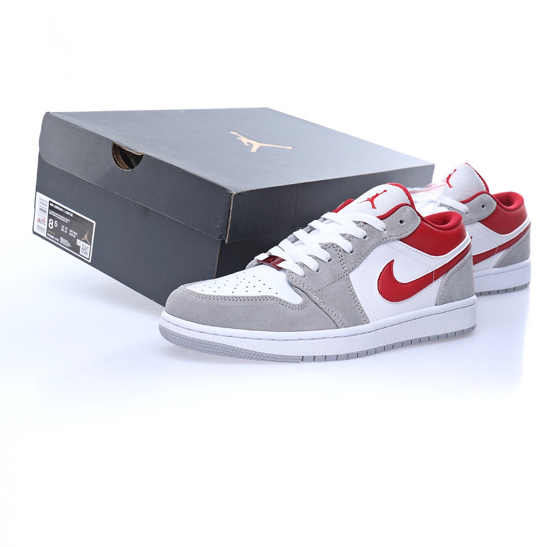 Nike Wmns Air Jordan 1 Low "Light Smoke Grey Gym Red"
