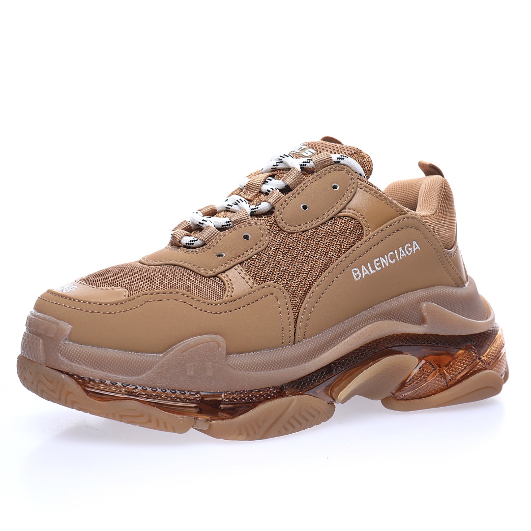 Balenciaga Triple S Clear Sole Sneaker"Brown/White LOGO"