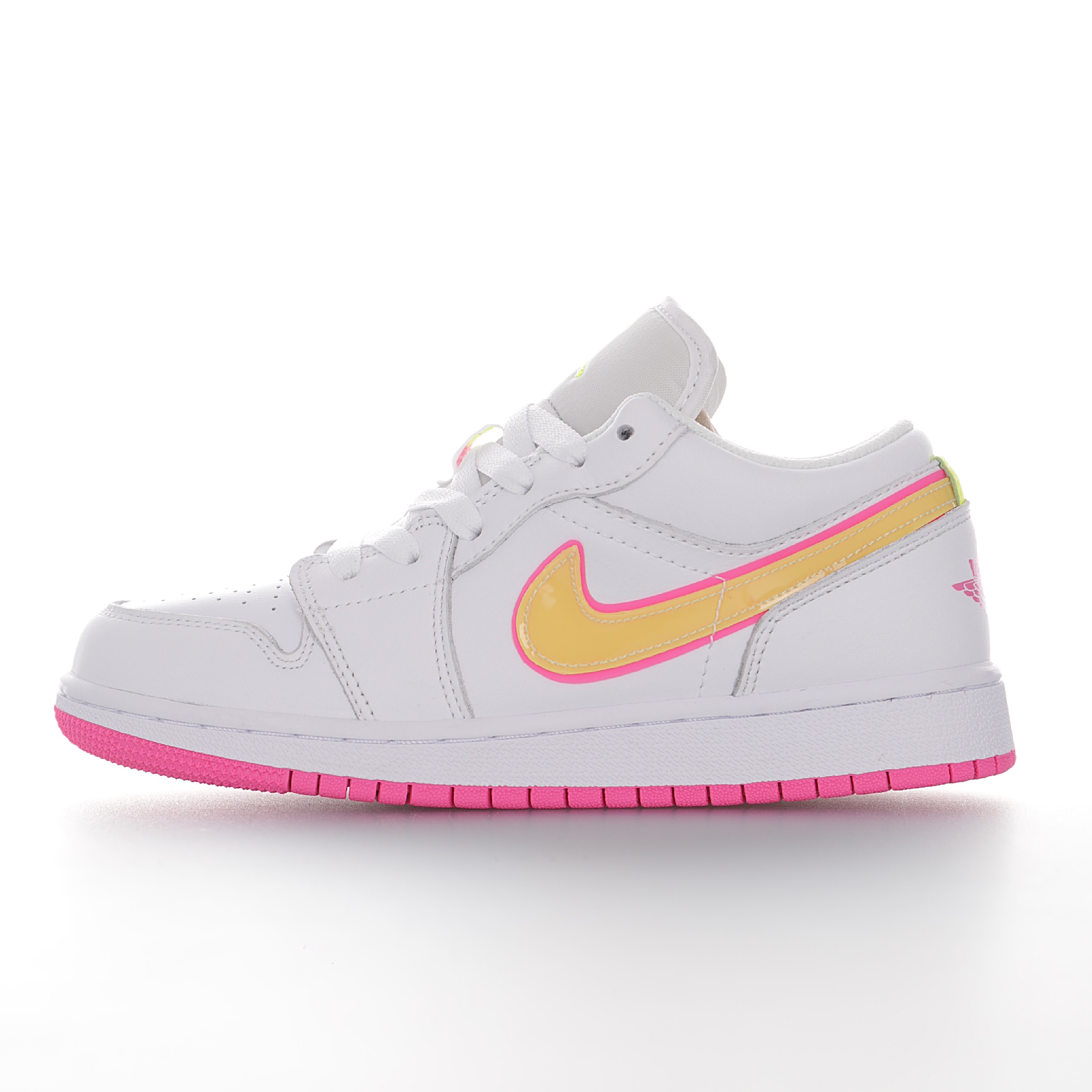 Nike Air Jordan 1 Retro Low GS"White Pink Yellow Volt"