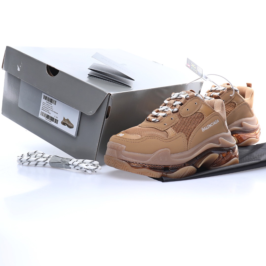 Balenciaga Triple S Clear Sole Sneaker"Brown/White LOGO"