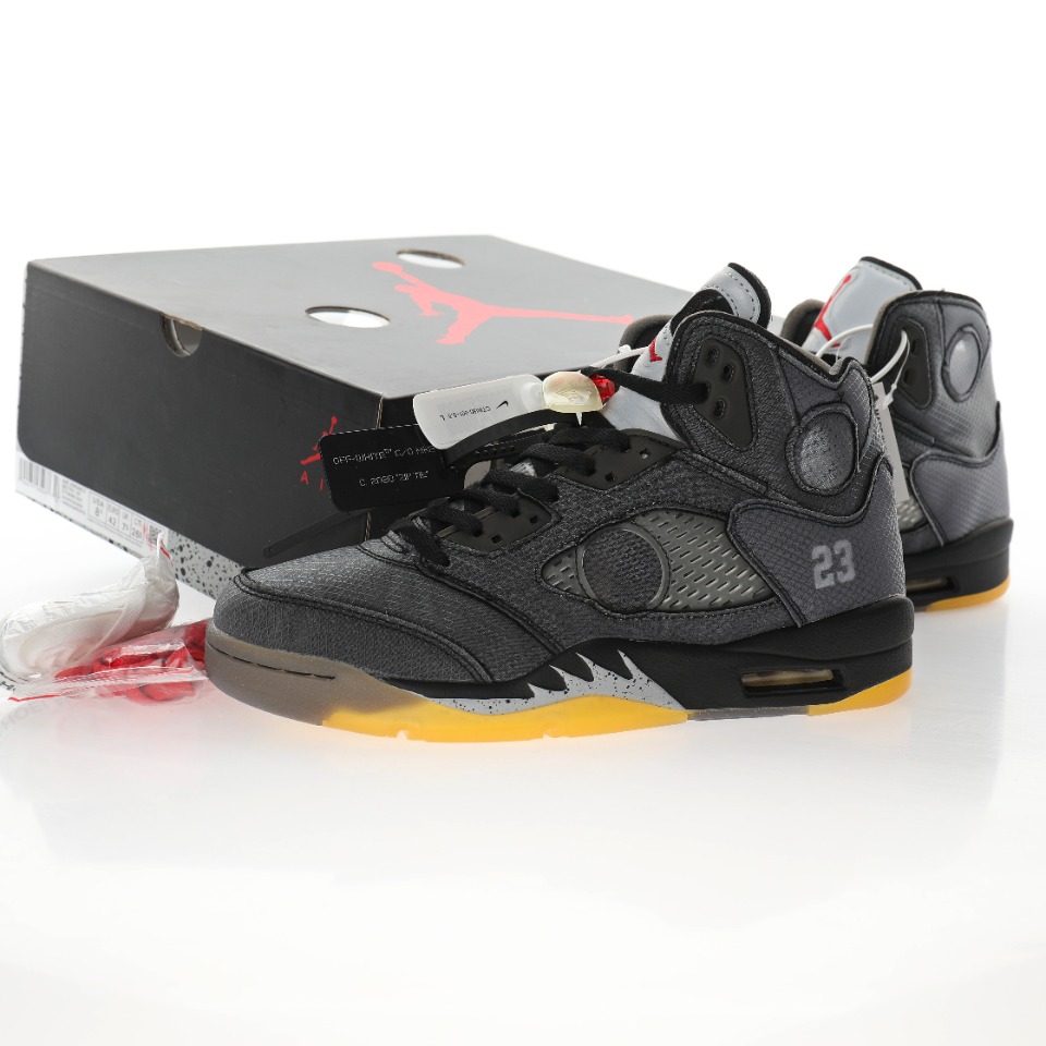 Off-White™ x Air Jordan Retro 5"Black/Muslin-Fire Red"