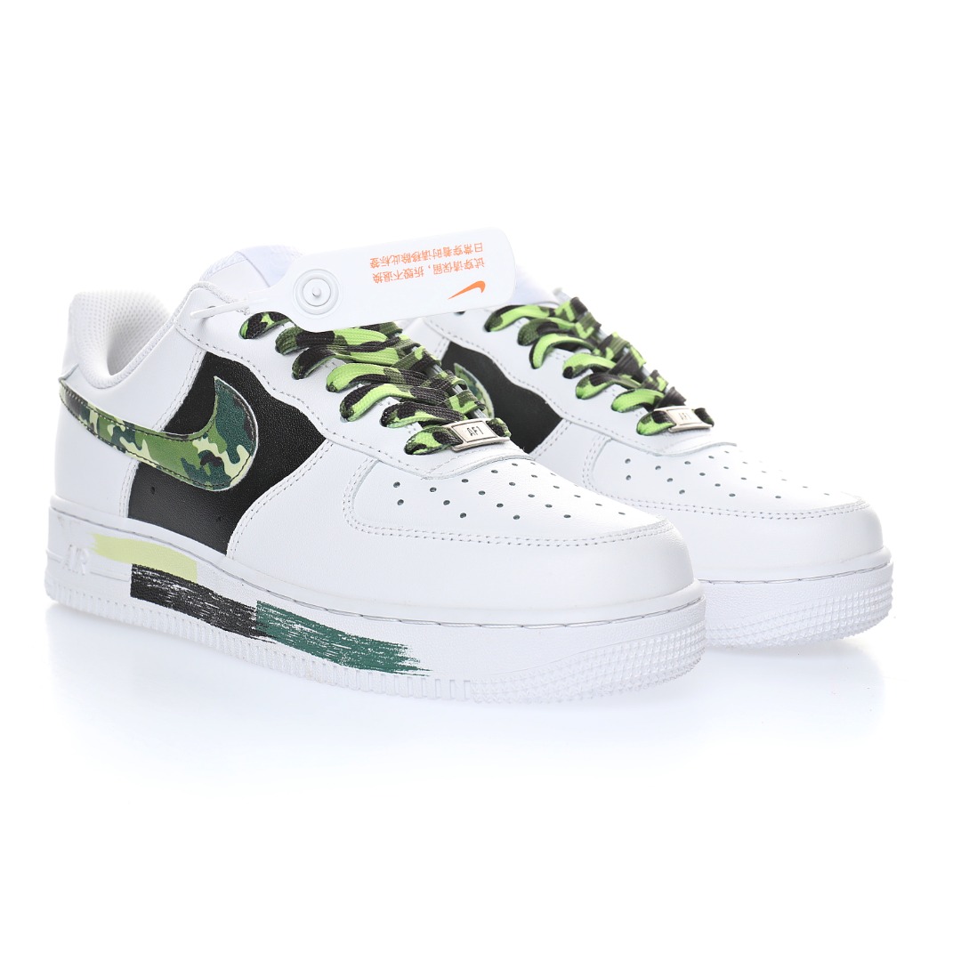 Nike Air Force 1 07 LV8"White/Black/Green Camo"