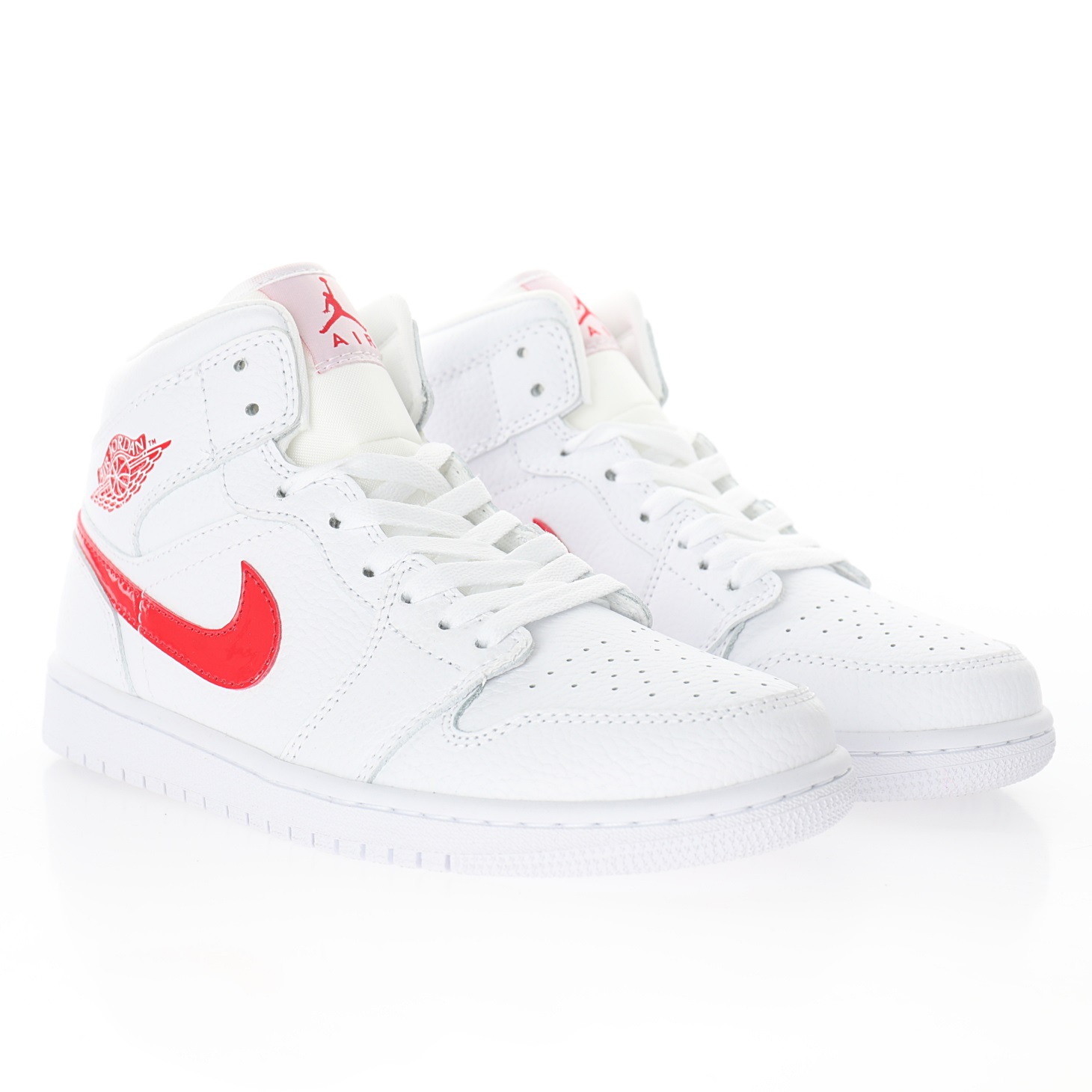 NIKE Wmns Air Jordan 1 Retro Mid"University White/Red"