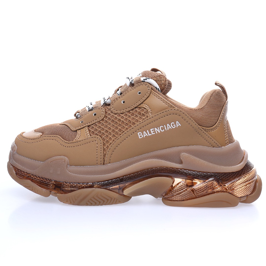 Balenciaga Triple S Clear Sole Sneaker"Brown/White LOGO"