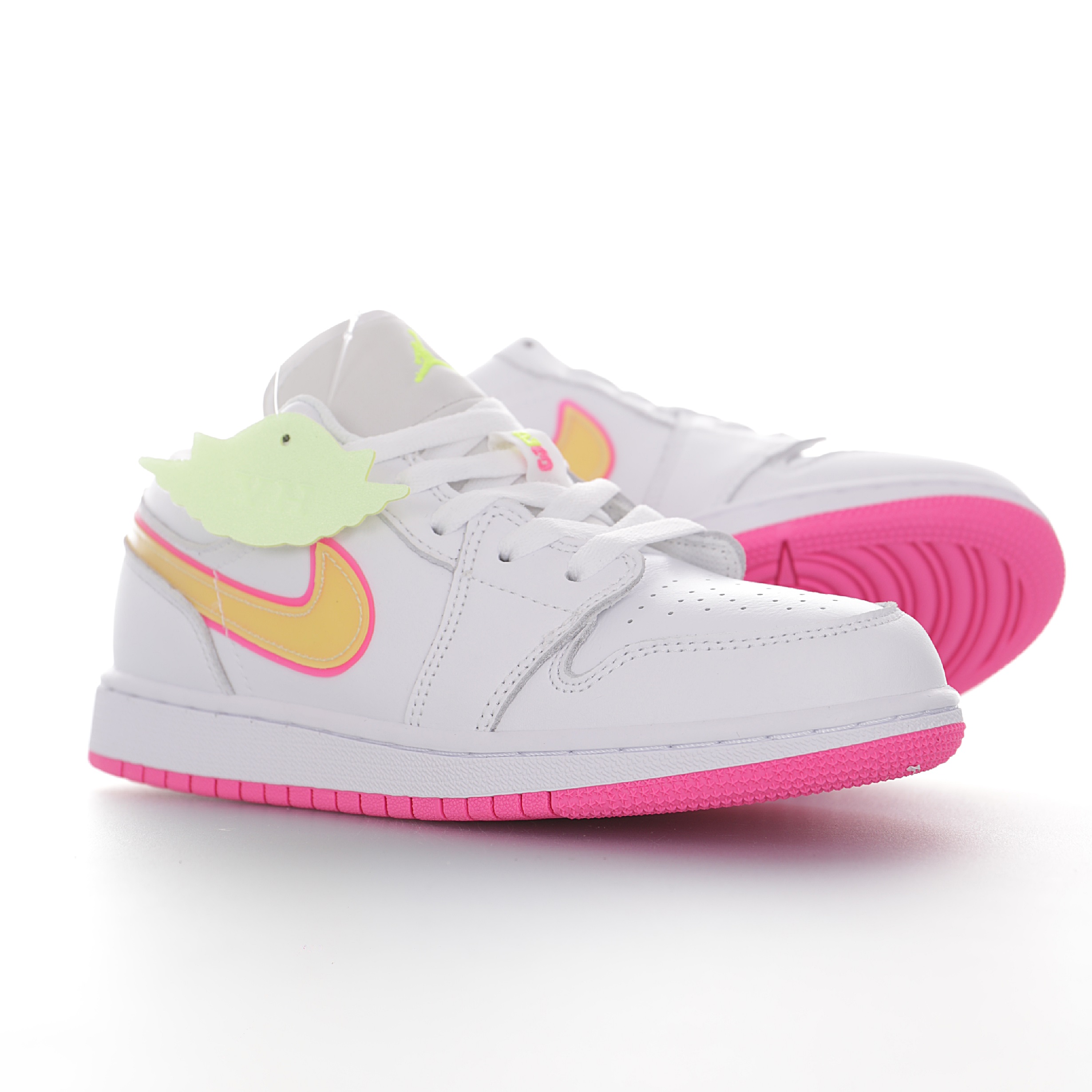 Nike Air Jordan 1 Retro Low GS"White Pink Yellow Volt"