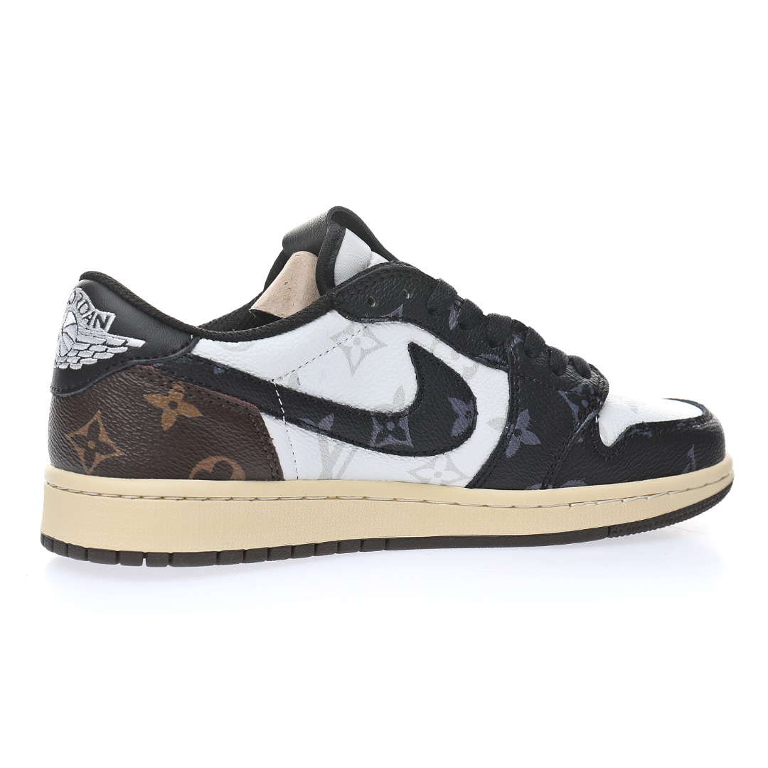 Louis Vuitton x Travis Scott x Nike Air Jordan 1 Low OG SP"Black/White/Monogram"