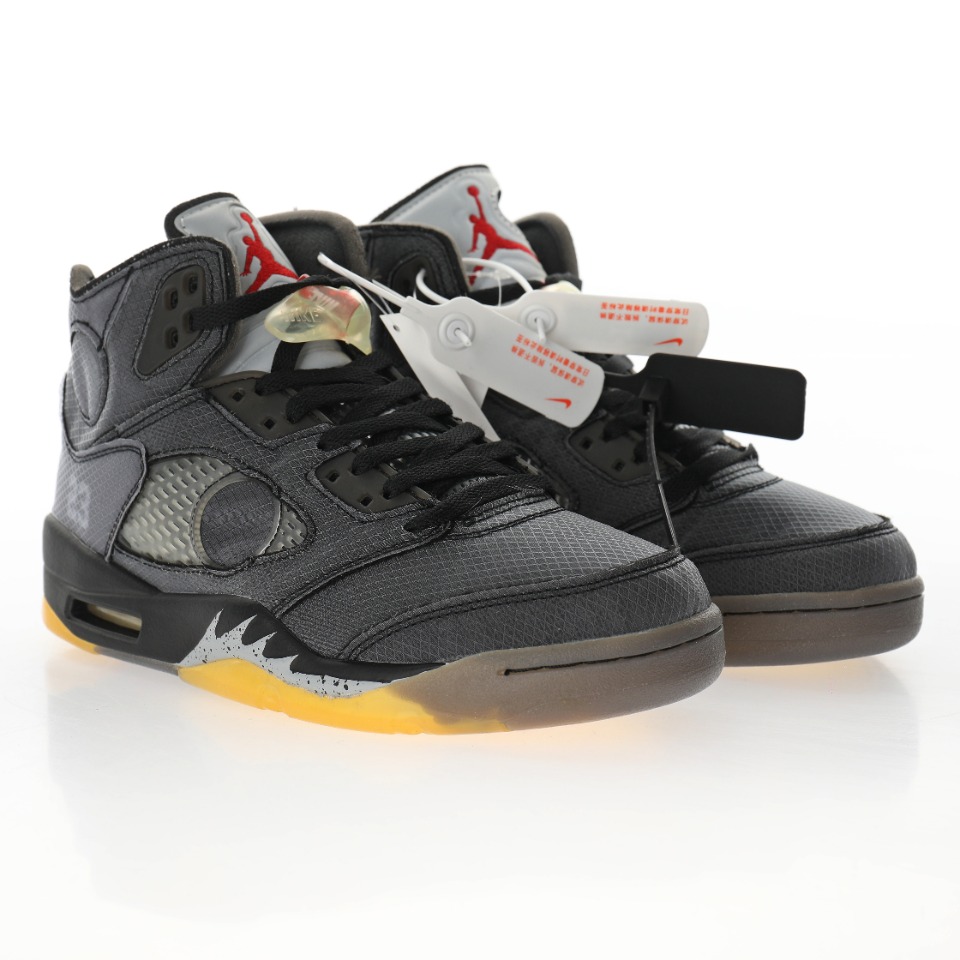 Off-White™ x Air Jordan Retro 5"Black/Muslin-Fire Red"