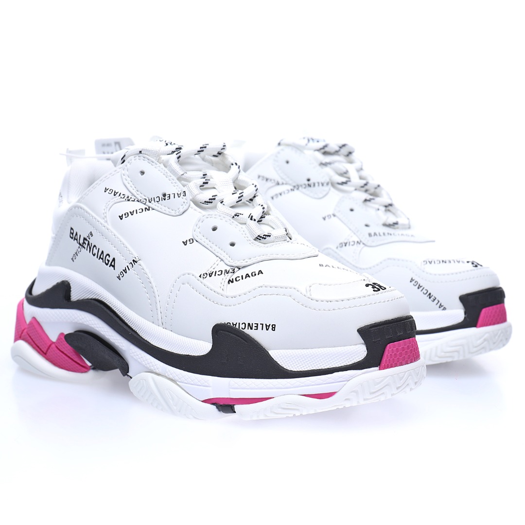 Balenciaga Triple S Clear Sole Sneaker"White/Pink/Black LOGO"