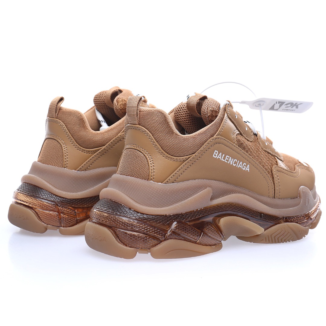 Balenciaga Triple S Clear Sole Sneaker"Brown/White LOGO"