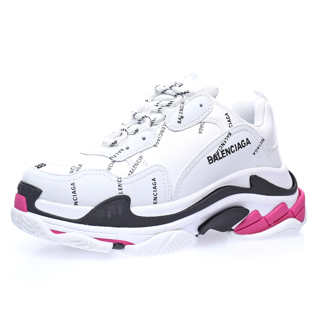 Balenciaga Triple S Clear Sole Sneaker"White/Pink/Black LOGO"