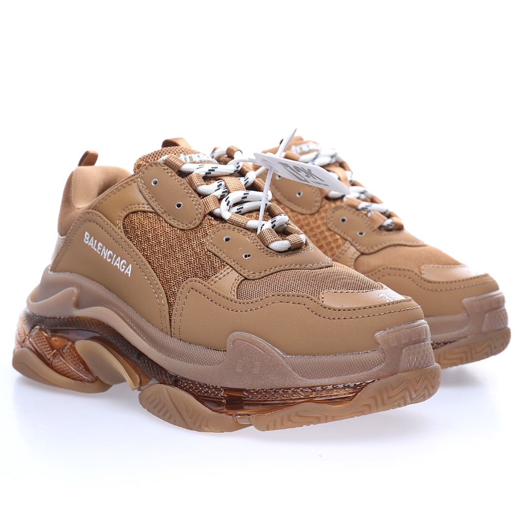 Balenciaga Triple S Clear Sole Sneaker"Brown/White LOGO"