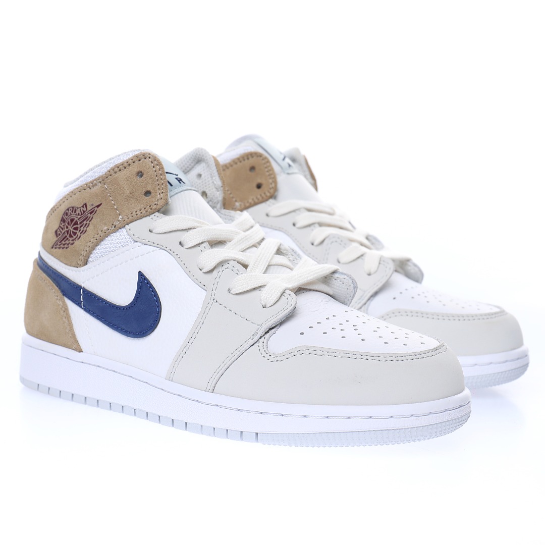 Nike Air Jordan 1 Mid"White Tan Navy"