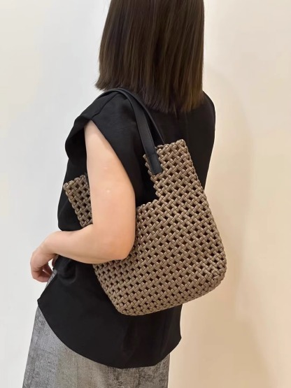 Global Limited-Hand-woven Oversized Leather Tote, Leather Shoulder Bag Handbag