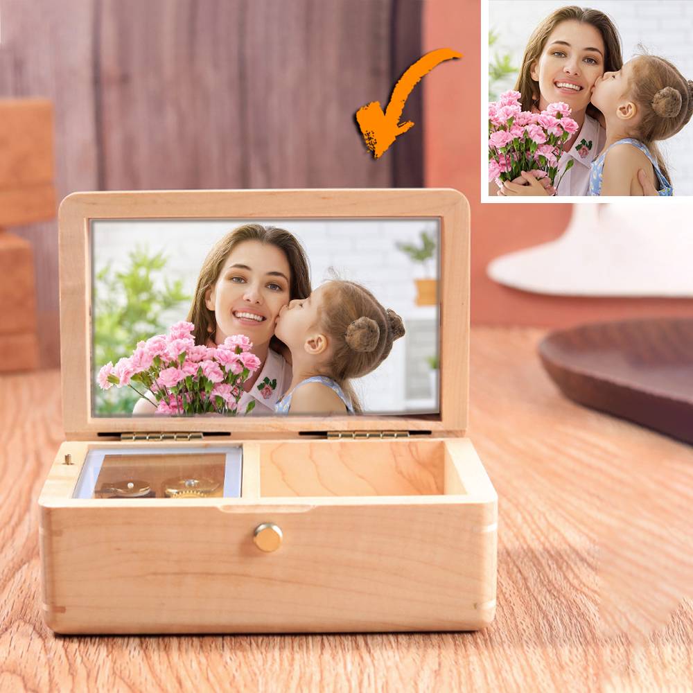 Music Box Photo Customized Wooden Music Box Photo Jewelry Box,Valentine's Day Gift,Baby Gift-babyanimal
