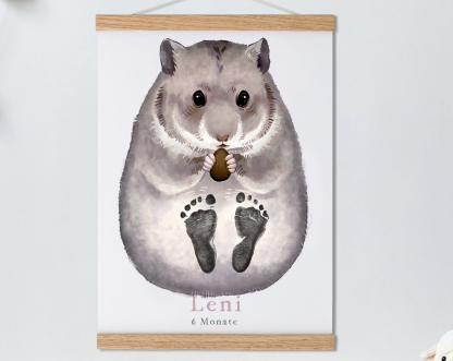 Hamster,Baby Gift Personalized, Footprint Set, Mural Baby & Children's Room Animals,  Hamster-babyanimal