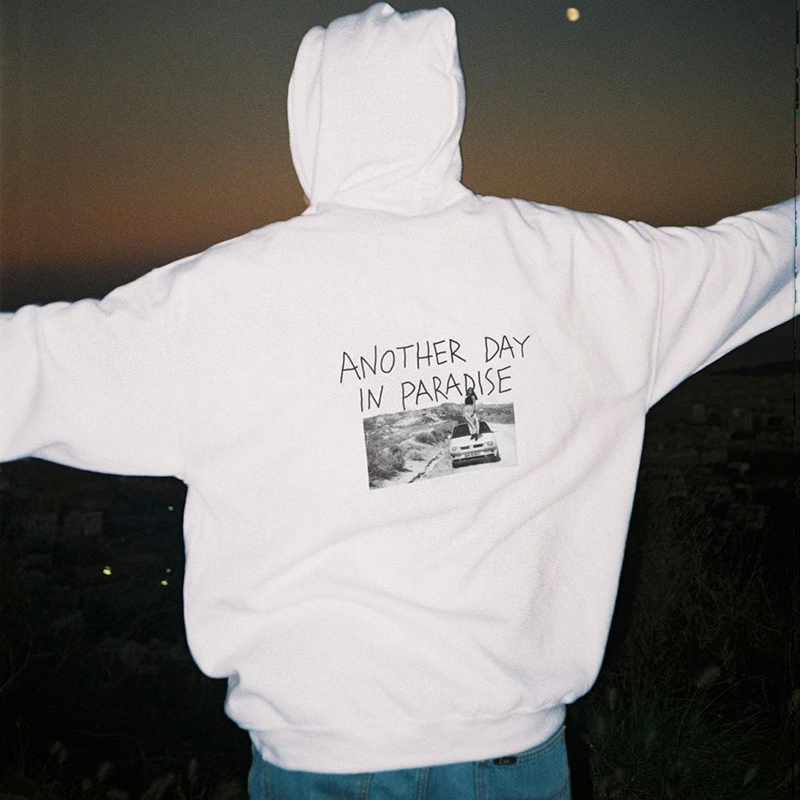 Another Day In Paradise Print Long Sleeve Hoodie