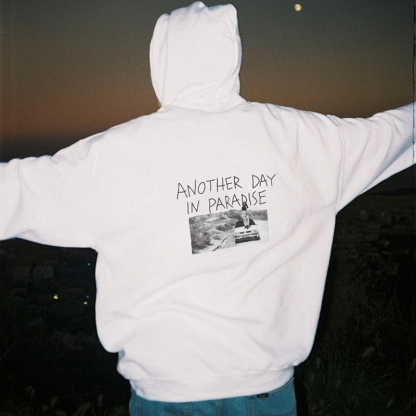 Another Day In Paradise Print Long Sleeve Hoodie