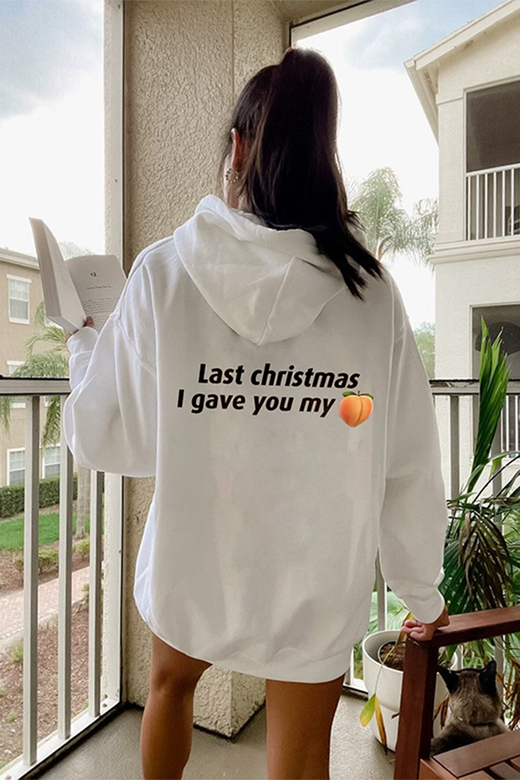 Casual Last Christmas Letter Print Hoodie