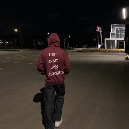Lost In My Own Thoughts Print Causal Hoodie