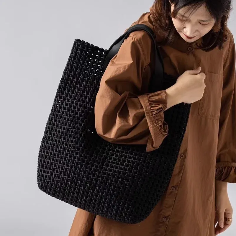 Global Limited-Hand-woven Oversized Leather Tote, Leather Shoulder Bag