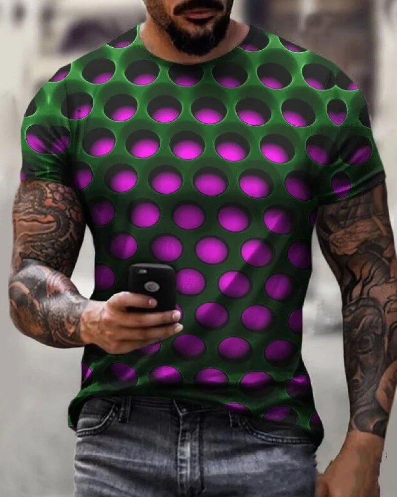 Men's T-Shirt 3D Print Graphic Optical Illusion Plus Size Short Sleeve Casual Tops