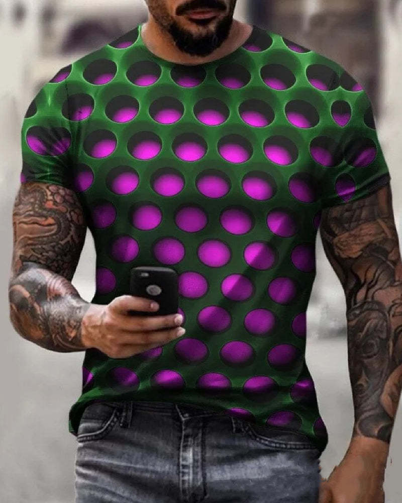 Men's T-Shirt 3D Print Graphic Optical Illusion Plus Size Short Sleeve Casual Tops