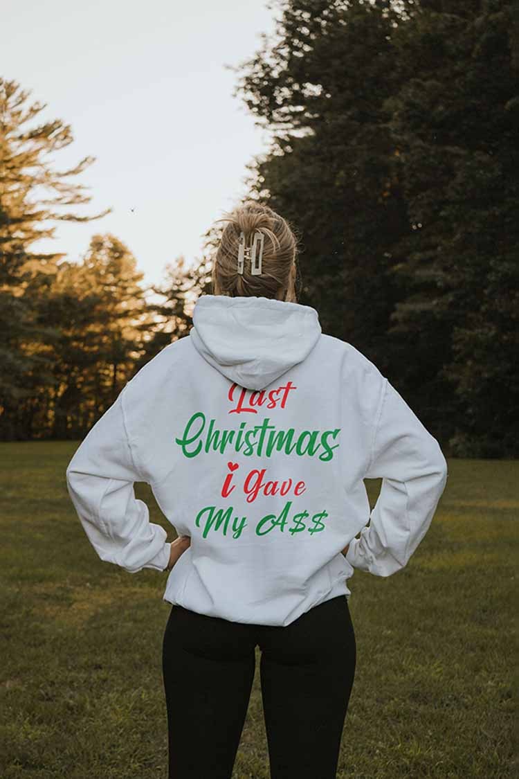 Long Sleeve Last Christmas Letter Print Hoodie