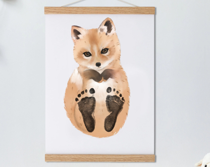 Baby Fox, Baby Gift and Pets Gift Personalized,, Footprint Set, Mural Baby & Children's Room Decor Animals, Fox Baby Gift-babyanimal