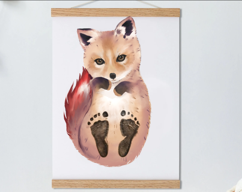[Copy]Baby Fox, Baby Gift and Pets Gift Personalized,, Footprint Set, Mural Baby & Children's Room Decor Animals, Fox Baby Gift