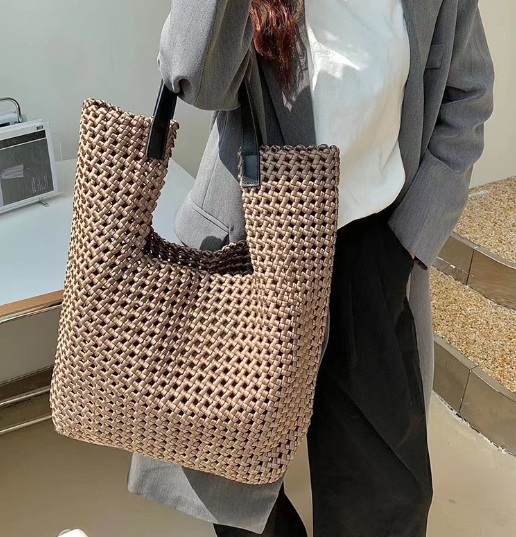 Global Limited-Hand-woven Oversized Leather Tote, Leather Shoulder Bag Handbag