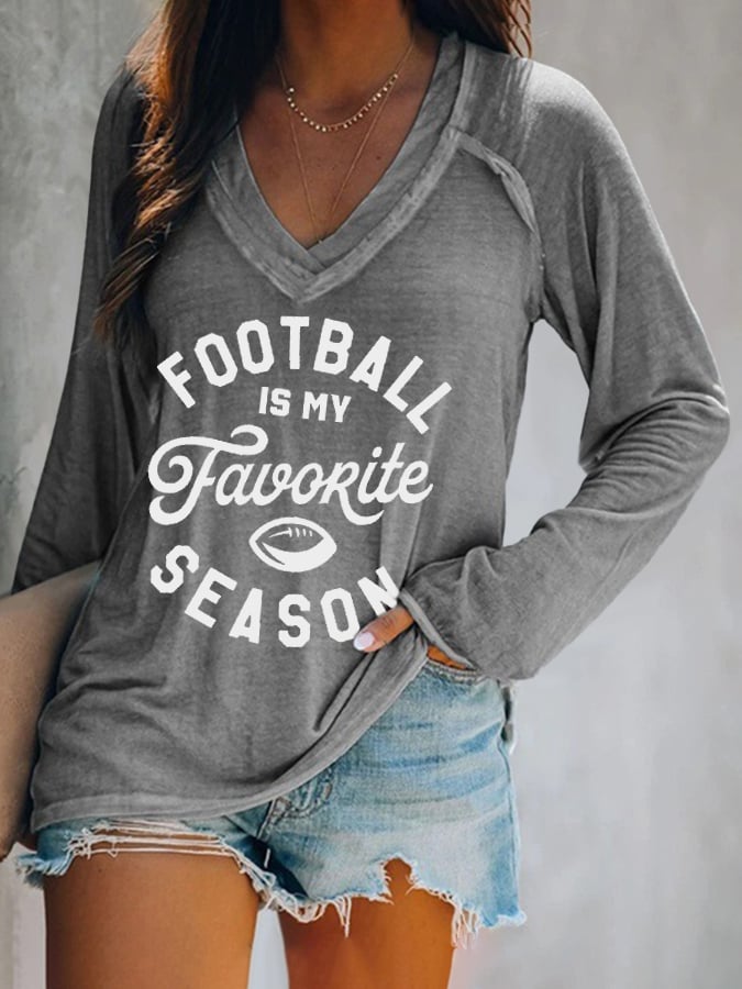🔥🔥Football Print V-Neck Casual T-Shirt