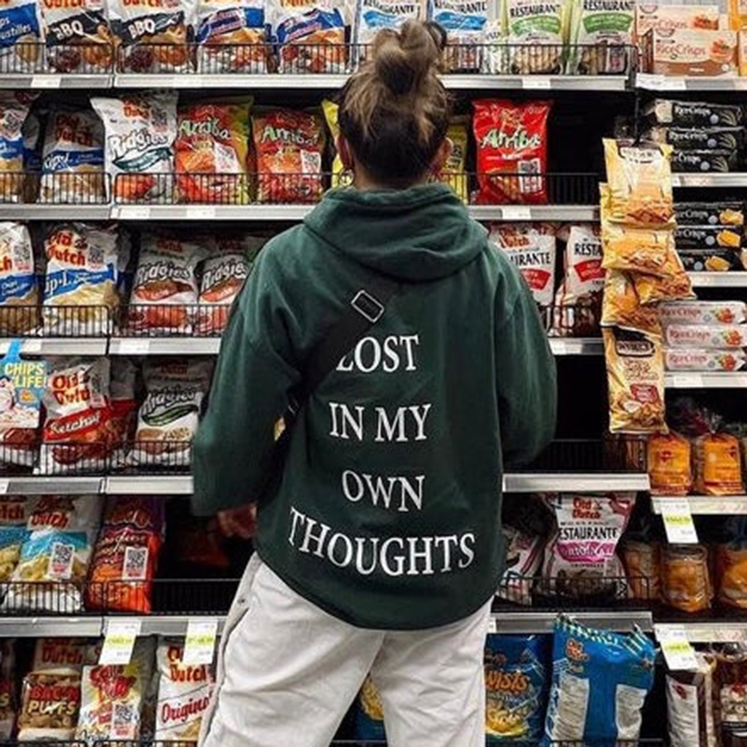 Lost In My Own Thoughts Print Hoodie