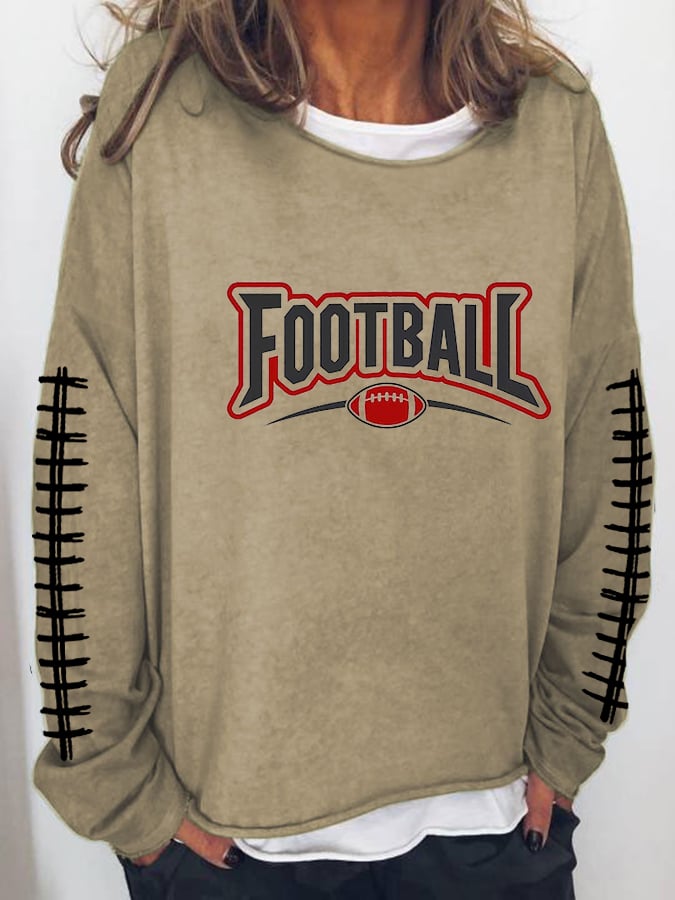Women's Football Makes Me Happy Printed Casual Sweatshirt