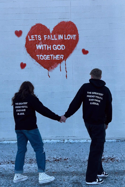 The Greatest Friend You'll Ever Have Is Jesus Printing Long Sleeve Hoodie