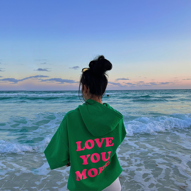 Love You More Print Hoodie