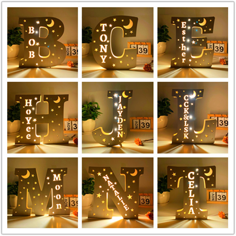  Custom Name Light, Custom Wooden Night Light Living Room Letter Lamp Wall Decor Name Light-babyanimal