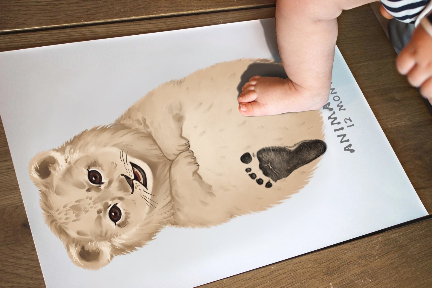 Baby Gift Personalized, Footprint Set, Mural Baby & Children's Room Animals, Little Lion👣