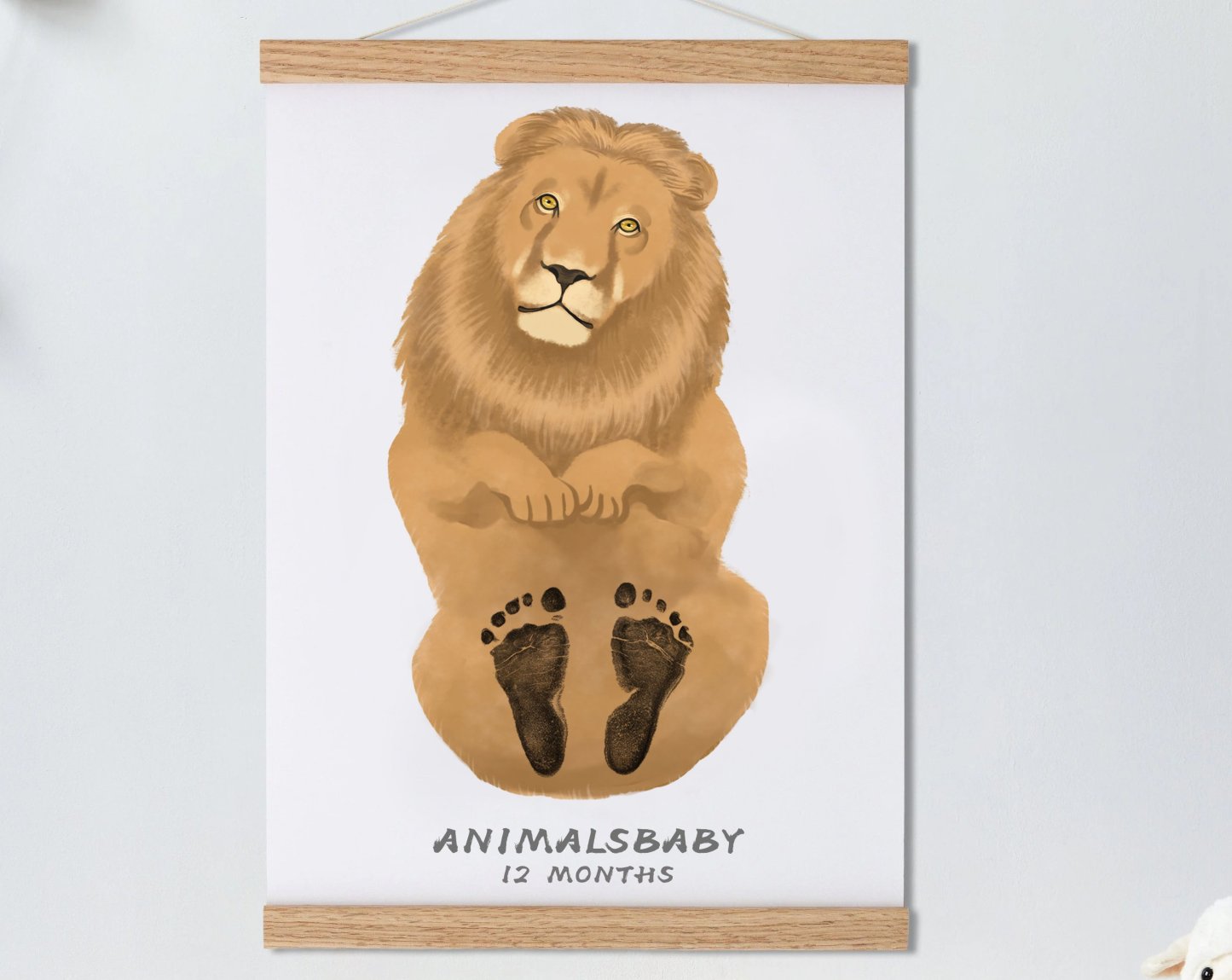 Baby Gift Personalized, Footprint Set, Mural Baby & Children's Room Animals, Old Lion 👣