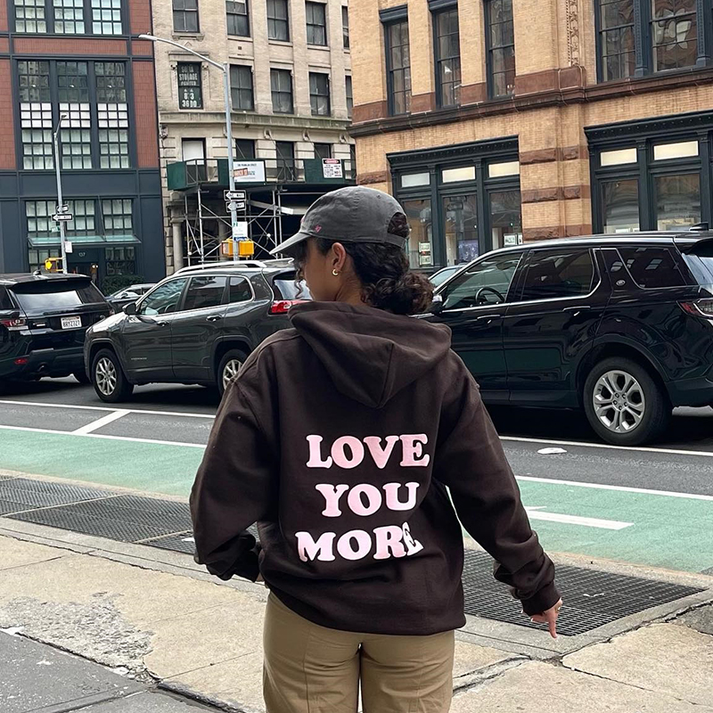 Love You More Print Hoodie
