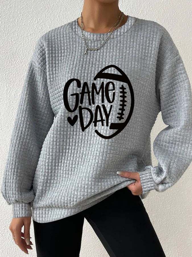🔥Over $49 Save 5% OFF🔥Women's Game Day Football Print Casual Sweatsh
