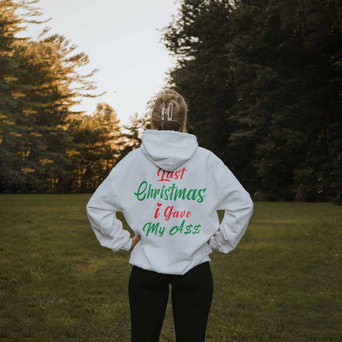 Long Sleeve Last Christmas Letter Print Hoodie