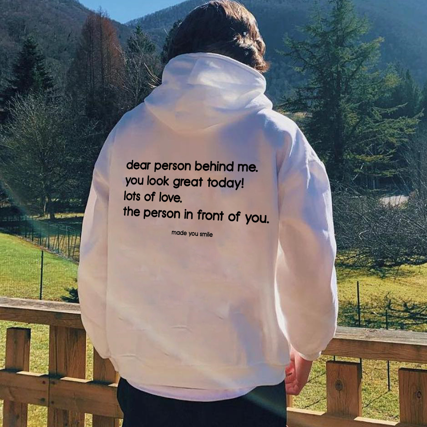 Dear Person Behind Me Slogan Print Hoodie