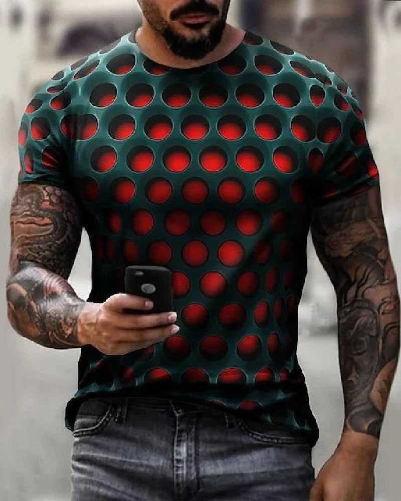 Men's T-Shirt 3D Print Graphic Optical Illusion Plus Size Short Sleeve Casual Tops