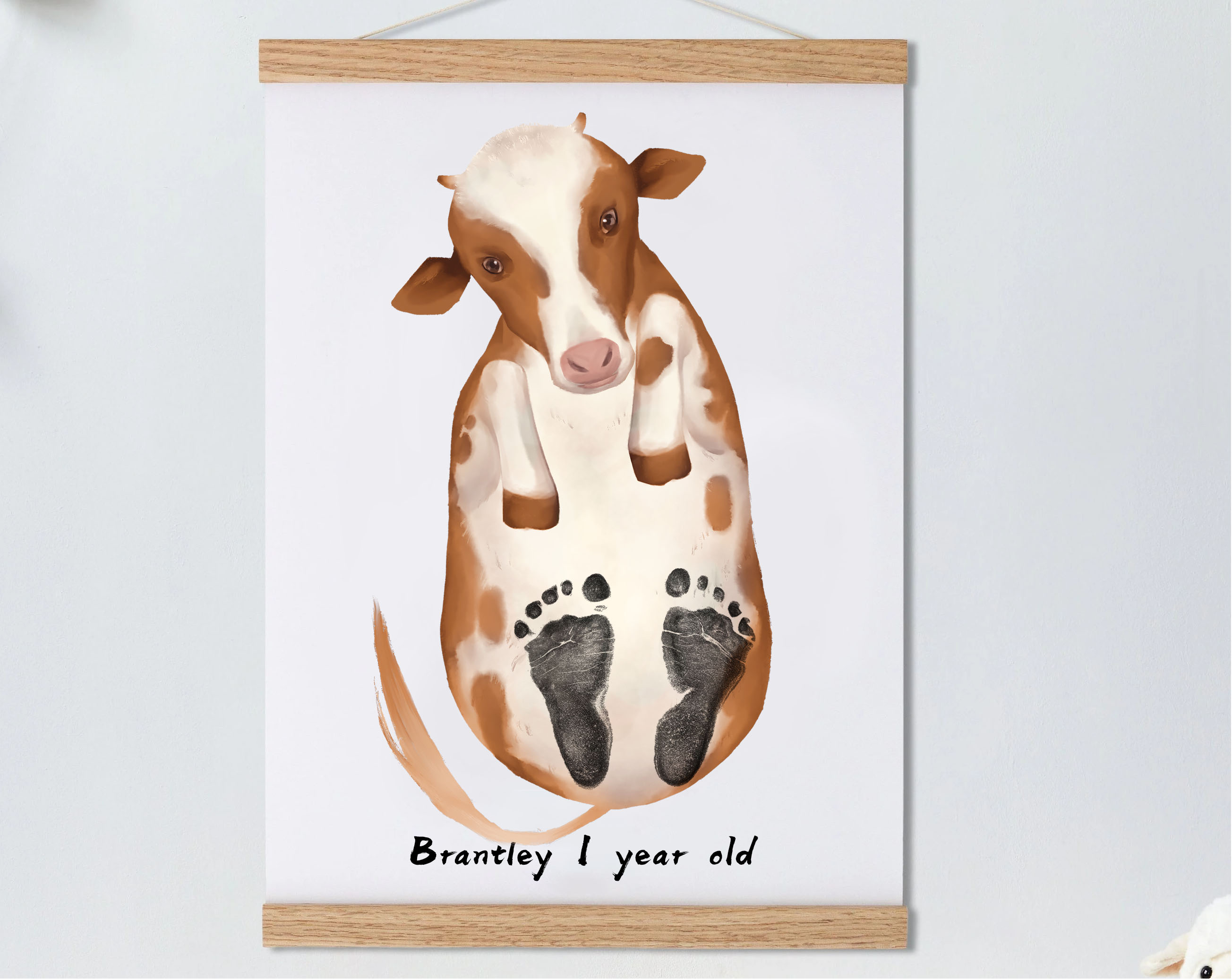 Cute Dairy cow, Baby Gift and Pets Gift Personalized,, Footprint Set, Mural Baby & Children's Room Animals, Dairy cow-babyanimal