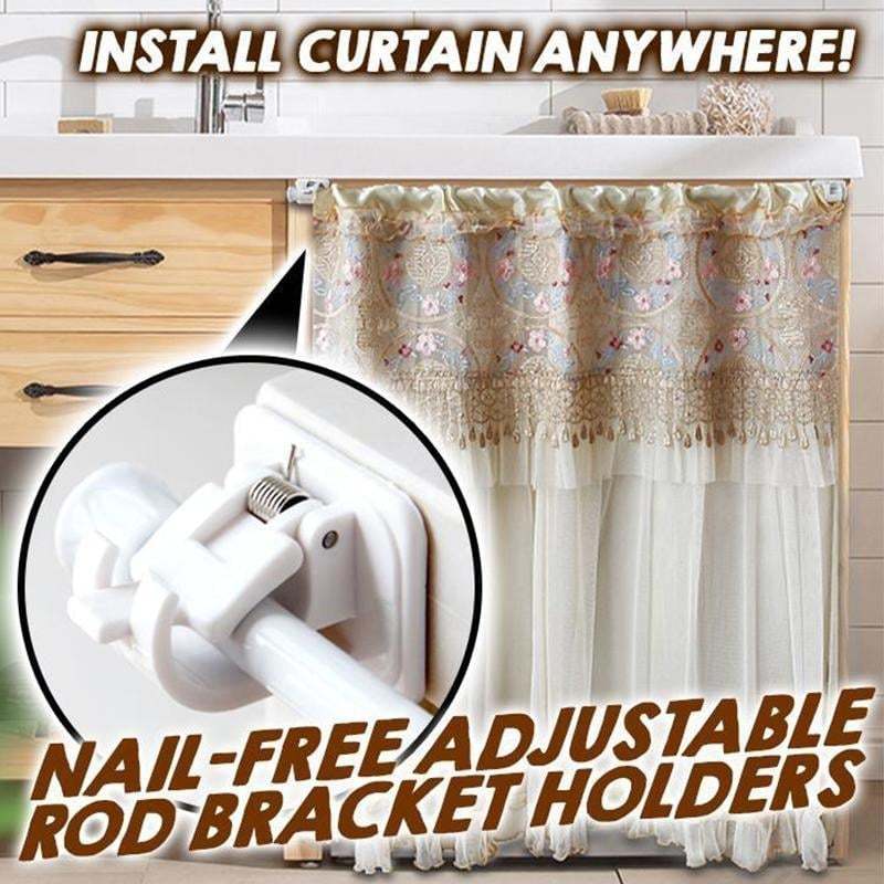 (🔥Hot Sale - 49% OFF)Nail-free Adjustable Rod Bracket Holders(2PCS), BUY 3 Get 1 Free