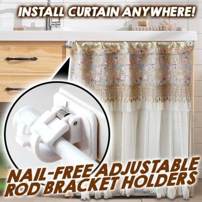 (🔥Hot Sale - 49% OFF)Nail-free Adjustable Rod Bracket Holders(2PCS), BUY 3 Get 1 Free