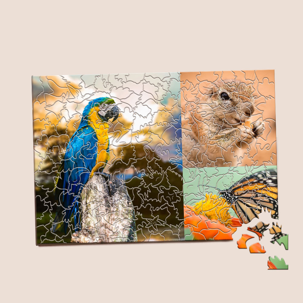 Personalized Puzzle Animal Wood Puzzle Custom Jigsaw Puzzle with 1-4 Photos-babyanimal